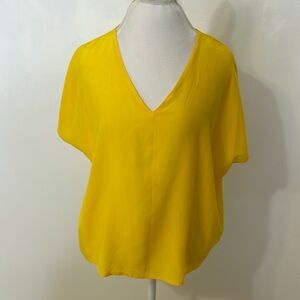 Unbranded canary yellow silk v neck blouse Sz ex lg